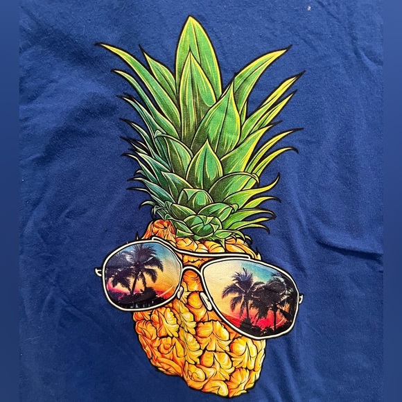 PORT & COMPANY women pineapple blue t-shirt/size M - Picture 2 of 4